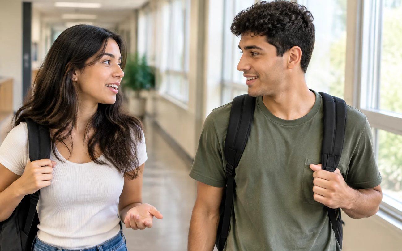 Grupo pequeno lendo folhas de argumentos em volta de uma mesa comprida